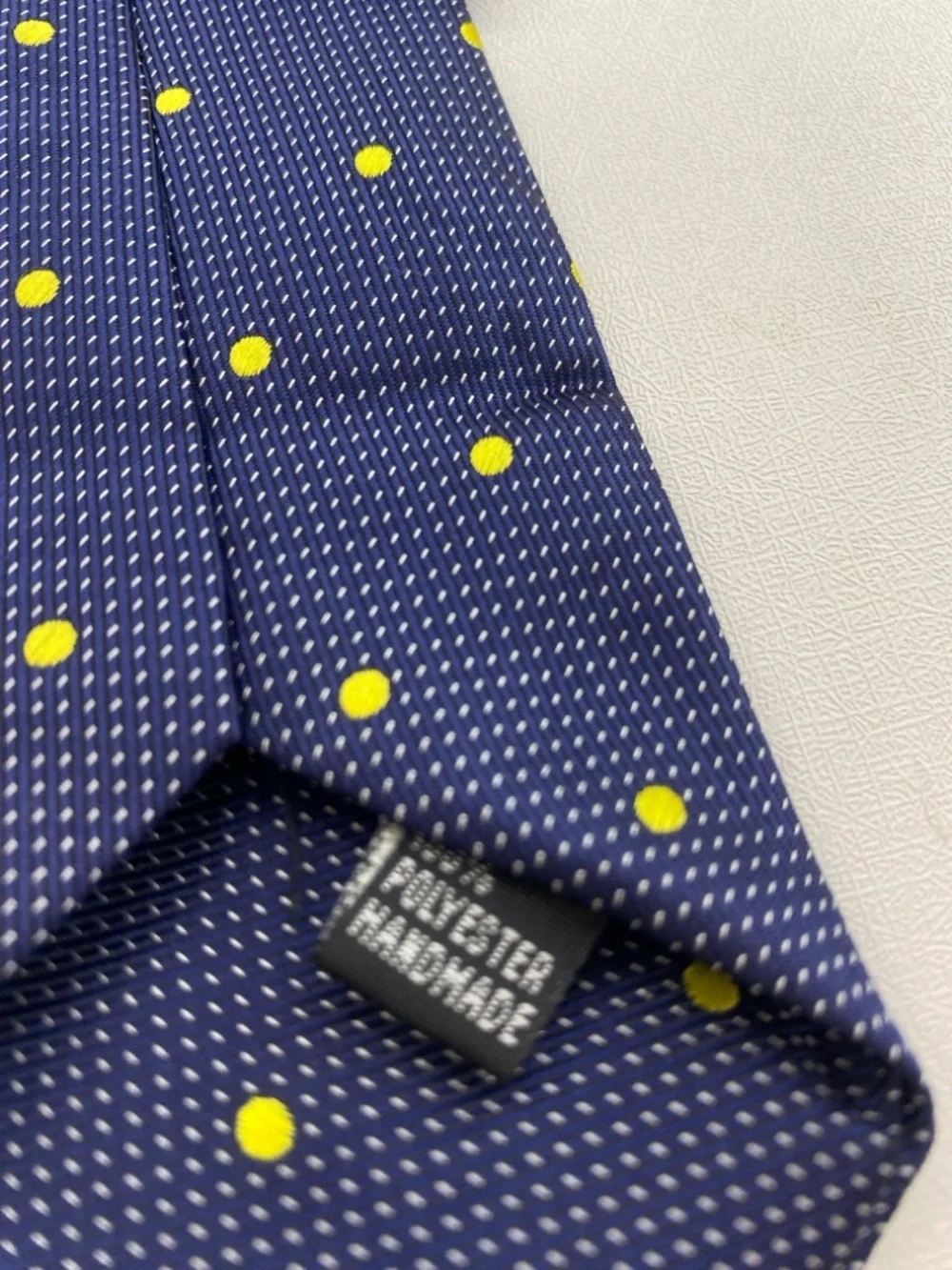 Boys Navy Blue Yellow Clip-on Necktie Lot of 2 Kids Accessories Plaid Polka Dots